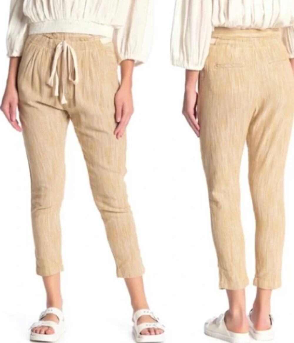 FREE PEOPLE• Light at Sunrise Paper Bag Woven Pant Size 2